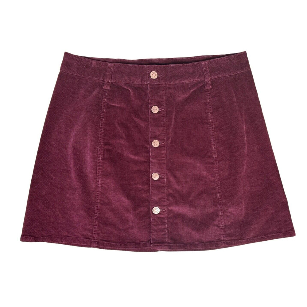 Celebrity Pink Women's Corduroy Mini A-Line Skirt w/Buttons Size 11 Burnt Red
